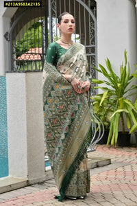 Premium Banarasi Patola Ajrakh Saree - Zari Weaving for Festive Wear