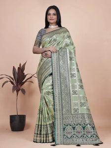 Premium Banarasi Silk Saree - Elegant Silver Zari Wedding Wear