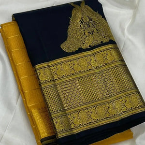 Premium Banarasi Silk Saree - Peacock Zari Border for Festive Prep