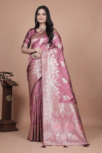 Premium Banarasi Silk Saree - Silver Zari Wedding Collection for Women