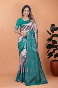 Premium Banarasi Silk Saree with Heavy Zari Border - Elegant Wedding Wear for Women