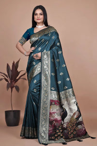 Premium Banarasi Silk Saree with Peacock Pallu for Wedding and Festive Wear