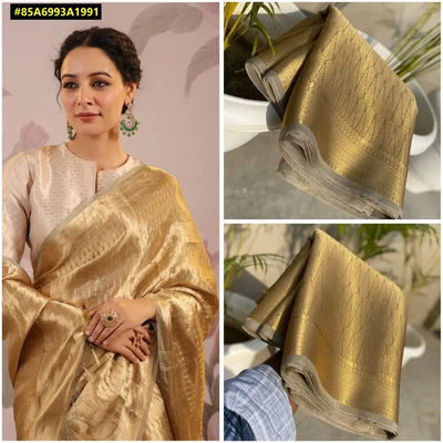 Premium Banarasi Soft Brocade Tissue Silk Saree - Elegant Zari Festive Wear for Women