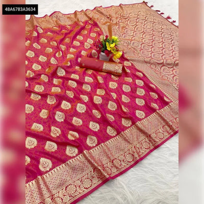 Premium Banarasi Soft Silk Saree - Golden Zari Buti Weaves for Festive & Wedding Wear