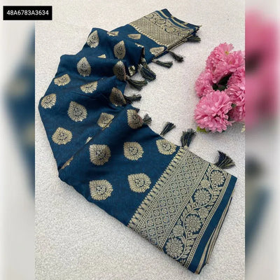 Premium Banarasi Soft Silk Saree - Golden Zari Buti Weaves for Festive & Wedding Wear