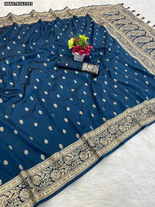 Premium Banarasi Soft Silk Saree - Golden Zari Buti Weaves for Festivities