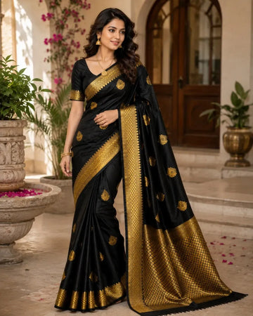 Premium Banarasi Soft Silk Saree with Gold Zari for Women