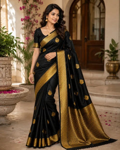 Premium Banarasi Soft Silk Saree with Gold Zari for Women