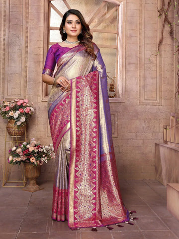 Premium Banarasi Tissue Silk Saree - Elegant Weaving Butties for Festive Wear
