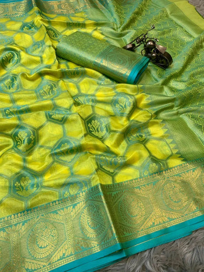 Premium Banarsi Paithani Silk Saree - Soft Draping with Peacock Border for Women
