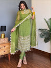 Premium Bandhani Georgette Kurti Set - Heavy Mirror Hand Work for Festive Wear