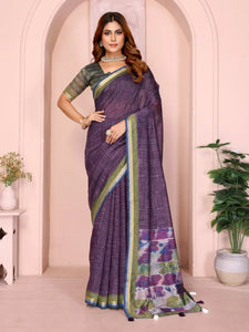 Premium Black Chanderi Saree with Elegant Printed Pallu - Festive Wear for Women