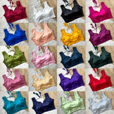Premium Bollywood Silk Blouse - Comfort Stretch Elastic Fit for Festive Prep