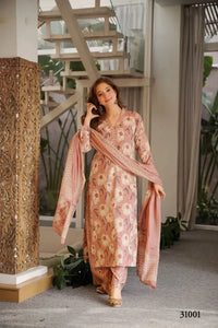 Premium Cambric Cotton Printed Kurti Set - Elegant 3-Piece Festive Prep Collection