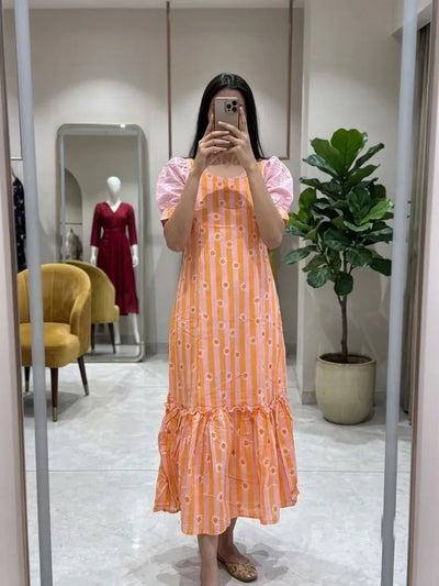 Premium Chanderi Cotton Dress - Breathable Festive Prep Wear