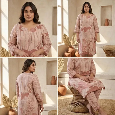 Premium Chanderi Floral Co Ord Set - Plus Size Festive Wear for Women
