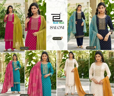 Premium Chanderi Foil Print Kurti Set - Zari Embroidered Festive Wear
