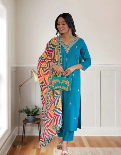 Premium Chanderi Kurta Set with Dupatta for Festive Wear