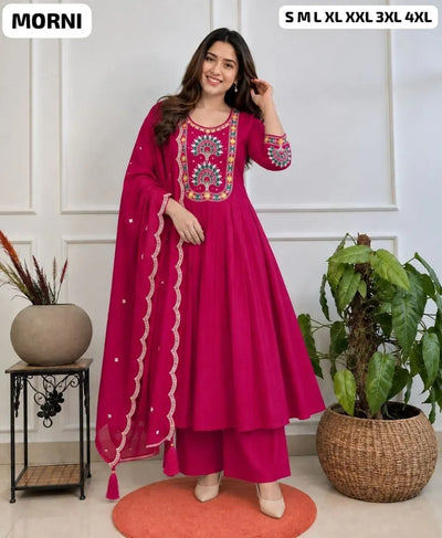 Premium Chanderi Kurti Set - Heavy Embroidery for Festive Wear