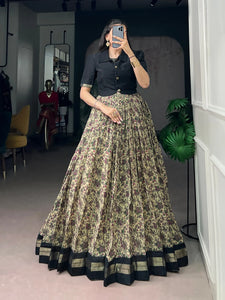 Premium Chanderi Printed Dress with Koti - Elegant Zari Weaving Festive Gown for Women