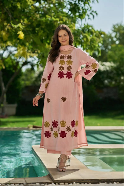 Premium Chanderi Silk Suit Set - Festive Wear with Dupatta for Women