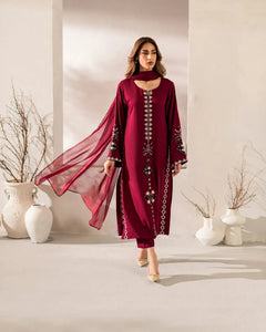 Premium Chanderi Silk Suit Set with Embroidery - Festive Wear for Women