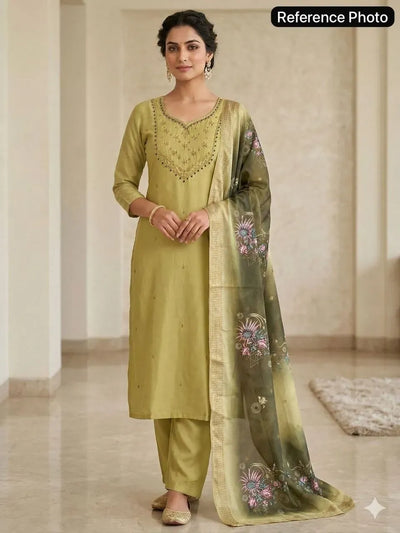 Premium Chanderi Silk Suit with Heavy Silk Dupatta - Elegant Handcrafted Festive Wear for Women