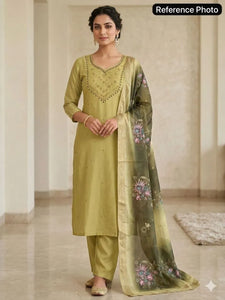 Premium Chanderi Silk Suit with Heavy Silk Dupatta - Elegant Handcrafted Festive Wear for Women