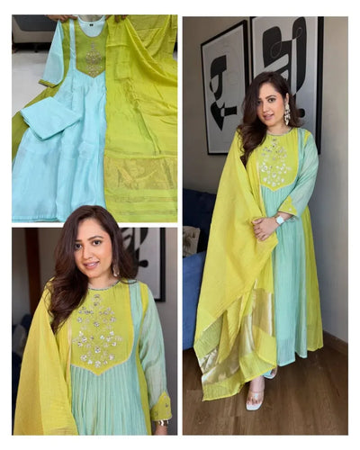 Premium Chanderi Suit Set with Elegant Banarasi Dupatta for Festive Celebrations