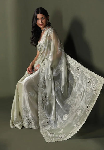 Premium Chiffon Silk Saree - Elegant Cutwork Festive Wear