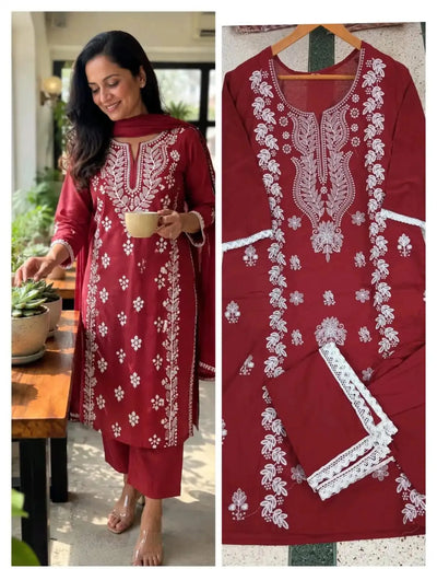 Premium Chikankari Cotton Kurti Set - Elegant Festive Wear