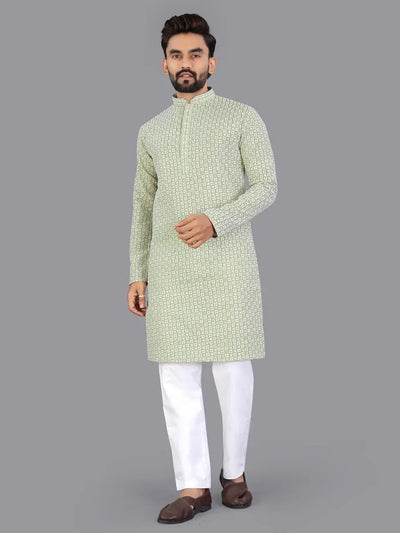 Premium Chikankari Kurta Pajama - Elegant Festive Wear for Men