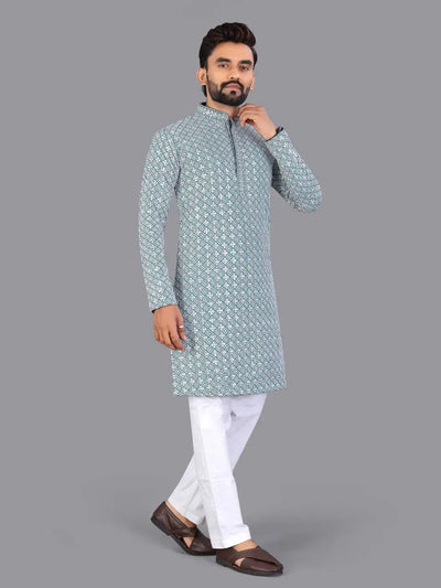 Premium Chikankari Kurta Pajama - Elegant Festive Wear for Men