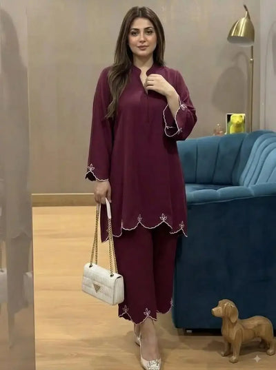 Premium Chikankari Style Kurti Pant Set - Elegant Rayon Cotton Silk Cord Set for Women's Festive Wear