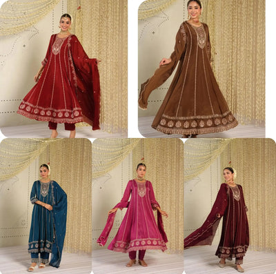 Premium Chinnon Anarkali Salwar Suit - Elegant Festive Wear for Women