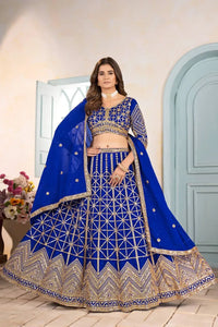 Premium Chinon Designer Lehenga Choli with Heavy Sequins Embroidery for Festive Weddings