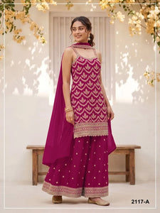 Premium Chinon Heavy Embroidery Salwar Suit with Zari Work for Festive Wedding Wear