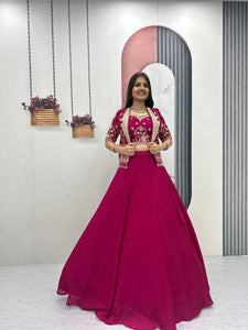 Premium Chinon Lehenga with Jacket - Heavy Embroidery & 5-Meter Flair Festive Wear for Women