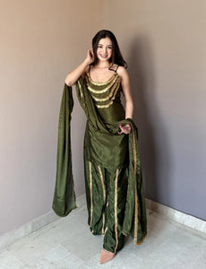 Premium Chinon Silk Kurti Set - Elegant Festive Wear with Dupatta for Women