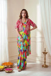 Premium Chinon Silk Saree - Ready to Wear Designer Saree with Jacket for Women