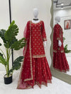 Premium Chinon Silk Sharara Set - Elegant Sequin Embroidery for Festive Wear