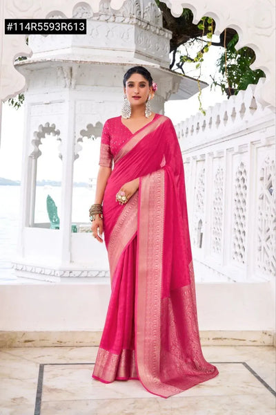 Premium Chinon Zari Saree - Elegant Festive Wear for Women