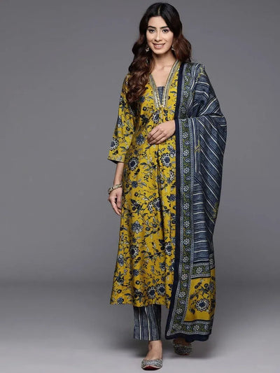 Premium Cotton A-Line Suit Set - Elegant Festive Wear for Women