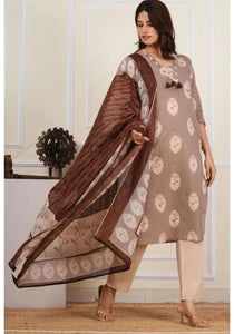 Premium Cotton Camric Kurta Set - Elegant Floral 3-Piece Suit with Dupatta for Women