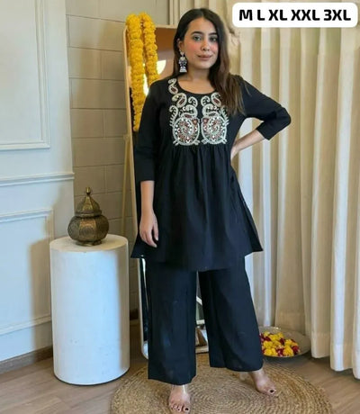 Premium Cotton Co-Ord Set - Heavy Embroidery Festive Wear for Women