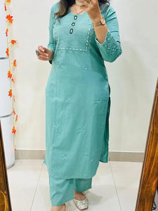 Premium Cotton Embroidered Kurta Pant Plazo Set for Women