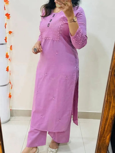 Premium Cotton Embroidered Kurta Pant Plazo Set for Women