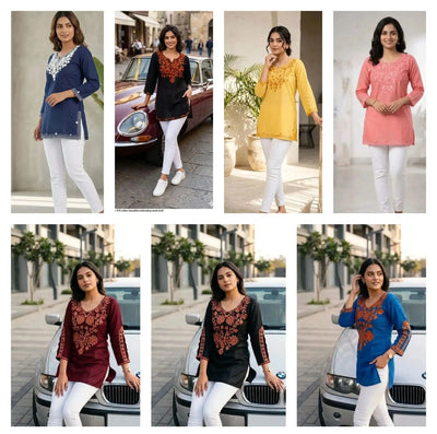 Premium Cotton Embroidery Kurti - Elegant Straight Cut Festive Wear for Women