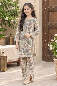 Premium Cotton Floral Print Cord Set with GPO Lace for Kids