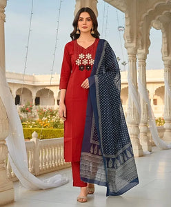 Premium Cotton Kurta Set - Embroidered Festive Wear for Women